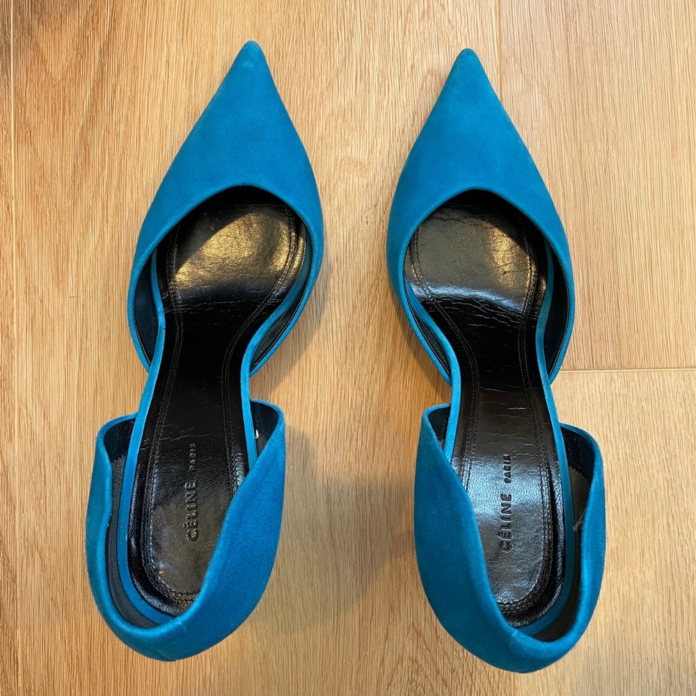 Celine Teal Suede Heel